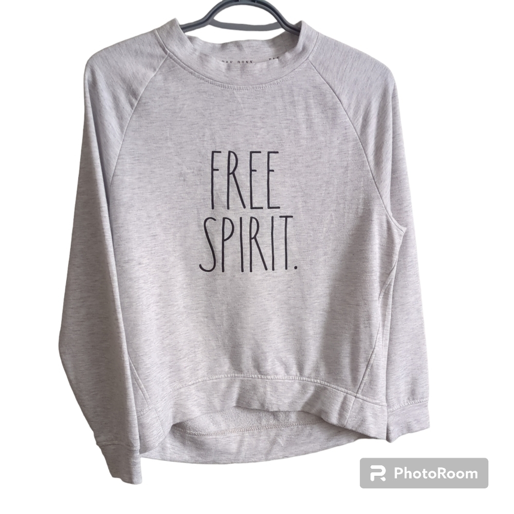 Rae Dunn *Free Spirit* High-Low Sweatshirt Heathered Gray Size XS